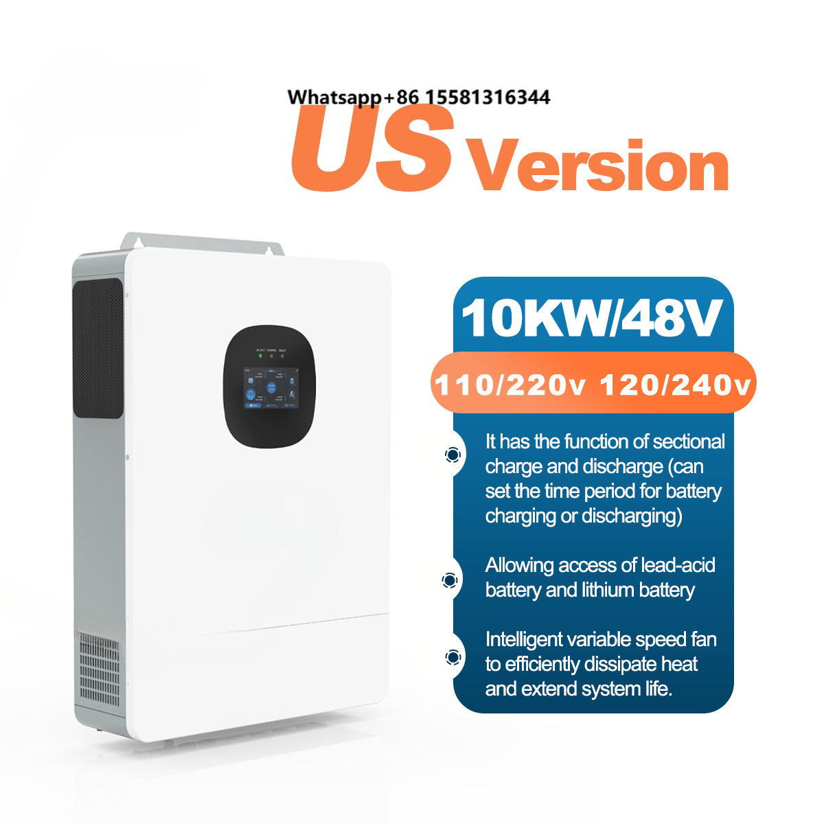 Split Phase Inverter 10Kw 110V 220V - Inverter Hibrida UNC 10KW 10KVA 110V/220V