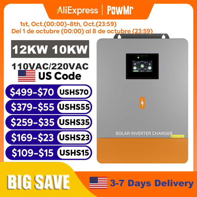 Split Phase Inverter 10Kw 110V 220V - PowMr 12KW 10KW Inverter Fasa Terpisah